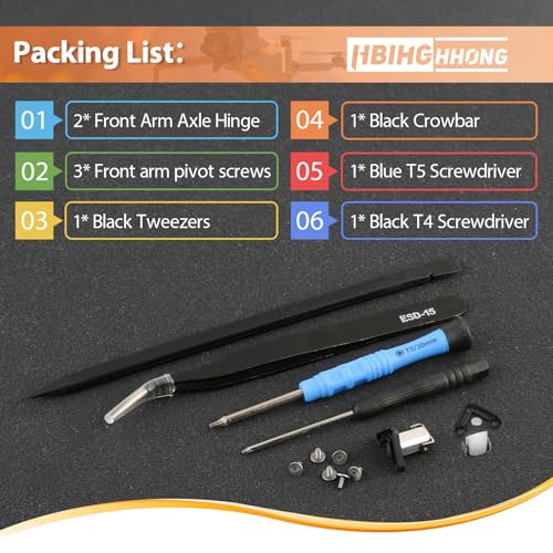 2Pcs Front Arm Axis Replacement for DJI Mini 5 pro Front Arm Shaft Screws Front Arm Hinges for Mini 5 pro Drone Accessories Parts with Repair Tools( 6Pcs Front Arm Hinges Screws)