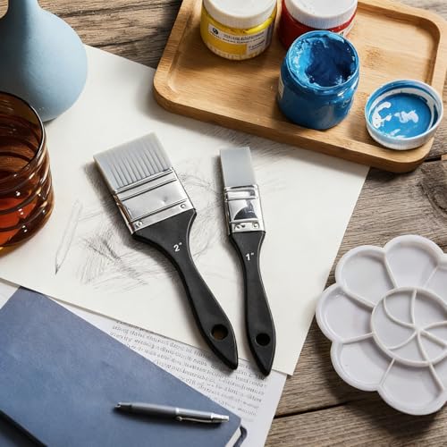 1 Inch & 2 Inch Silicone Paint Brush, Flat Color Shapers for Artist Acrylic - size: 1 inch and 2 inch
