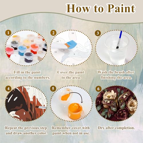 Butterfly Paint by Numbers Kit for Adults, Paint by Numbers for Adults - color: butterfly