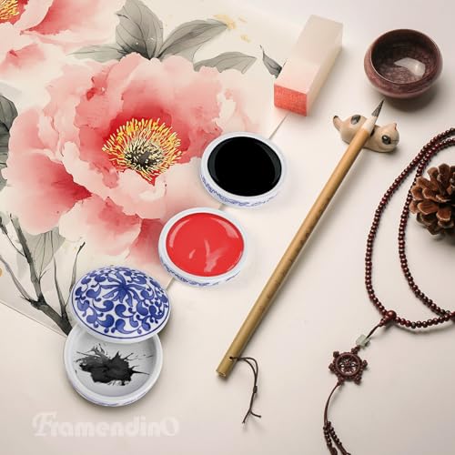 Framendino, Porcelain Ceramic Palettes 5 Layers Mixing Trays Set Round Watercolor Dishes with Lid for Artist