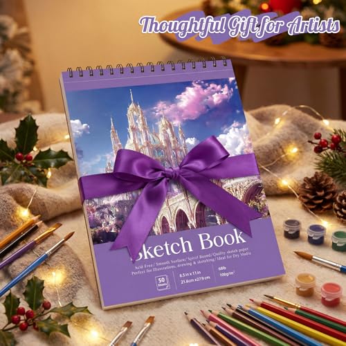 Prudiut Sketch Book 4 Pack, 8.5 × 11 Inch, Violet, Spiral Bound - color: Violet, size: 8.5 x 11inch(4 Pack)