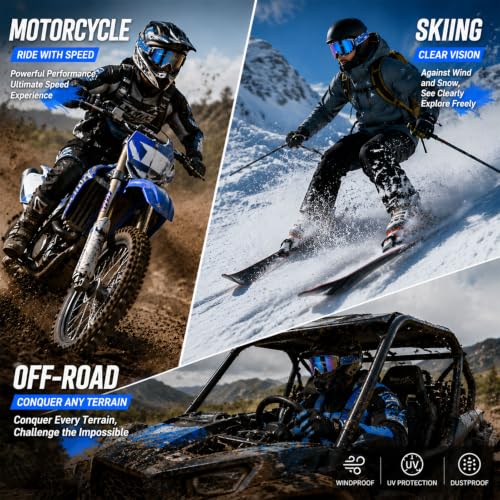 Motorcycle Motocross Goggles ATV DirtBike Accessories MX UTV Goggles - color: Blue Graffiti Frame+silver Lens