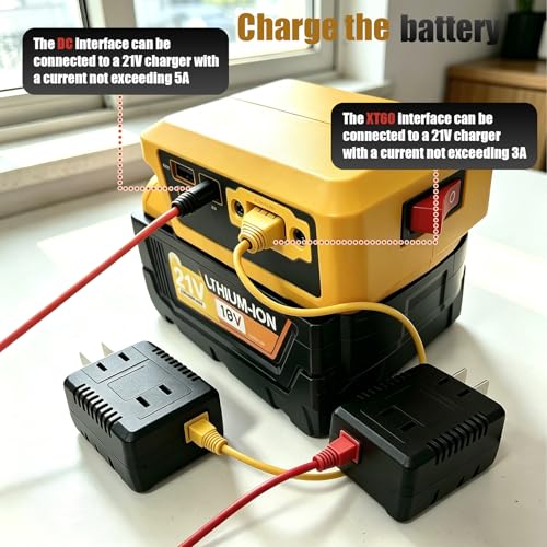 Multifunction Battery Adapter for De.Walt 18/20V Batteries - color: yellow(for De.waIt)