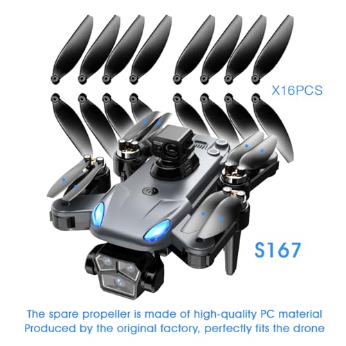 16PCS Universal 70mm/2.76In Foldable Propellers and Screws Replace Parts for S166/S166MAX/S167/S196 RC Quadcopter Blade Parts - color: 70black