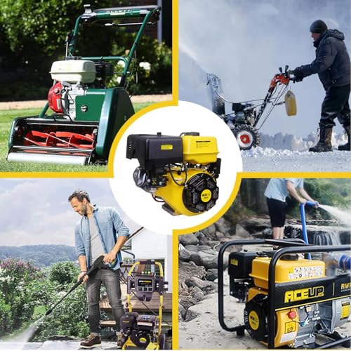 Aceup Energy Gas Engine Horizontal Shaft, 18HP 459cc Gas Motor with Electric Start EZ, 4 Stroke OHV, Shaft 1" Diameter - color: Yellow