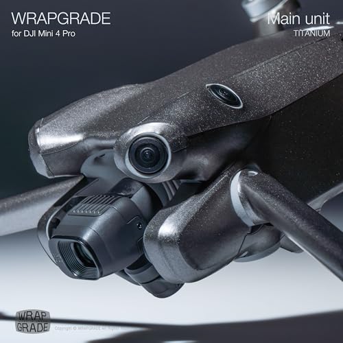 WRAPGRADE Skin Stickers Compatible with DJI Mini 4 Pro | Full Wrap (Titanium) - color: Titanium