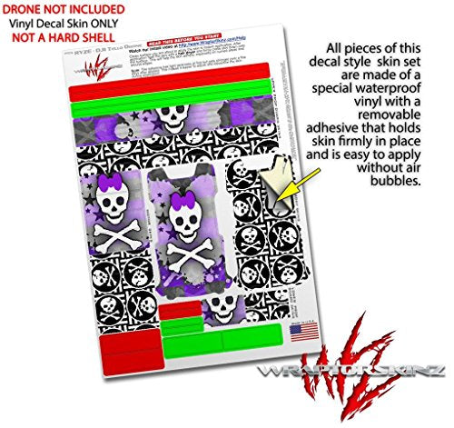 Skin Decal Wrap 2 Pack Compatible with DJI Ryze Tello Princess Skull Heart Purple Drone NOT Included