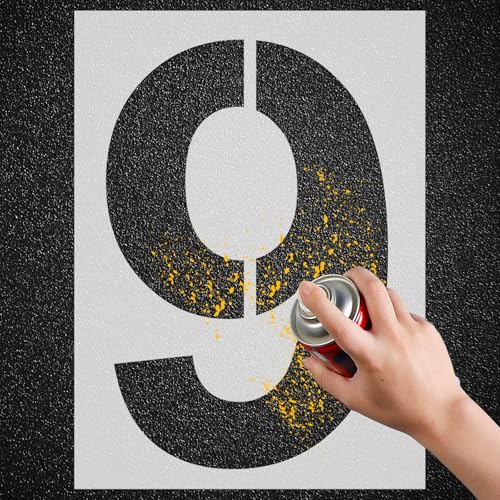 Briwooody 32 Inch Large Number Stencils Set 0-9 Address Pavement Templates Reusable Number Stencil Kit for Address Parking Lot Spray Equipment Spray Painting - size: 32 Inch