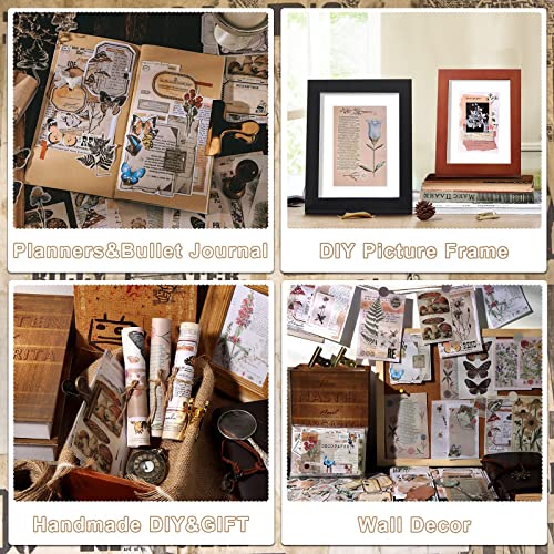 Draupnir 200pcs Vintage Junk Journal Supplies,Scrapbook Supplies Scrapbooking Paper and Stickers Ephemera For Art Aesthetic Journaling Kit Collage(Nature) - style: Nature