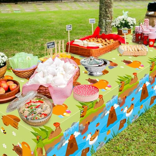 3Pcs Capy Party Tablecloths Cute Animals Birthday Table Decor - color: Capy