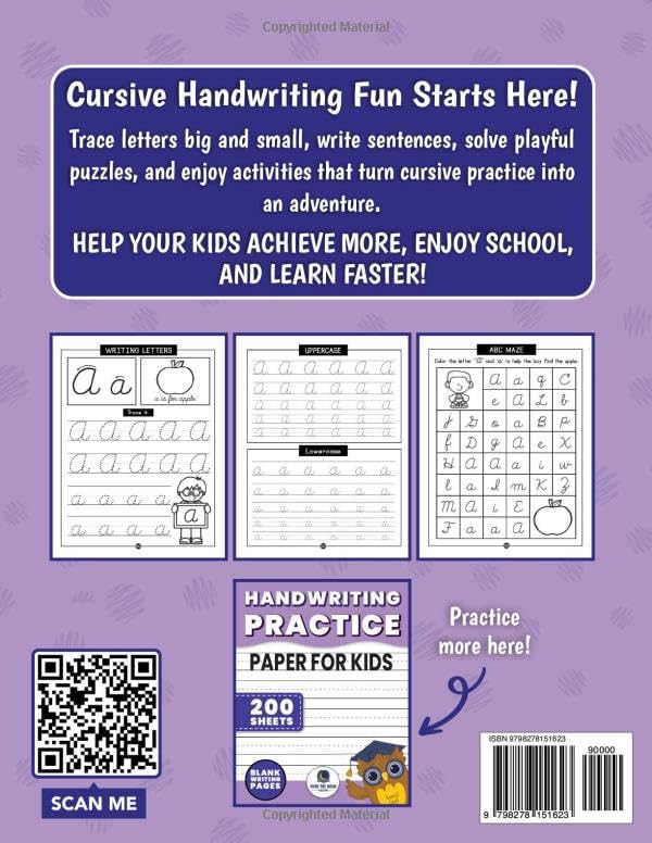 Cursive Workbook for Beginners: Handwriting Practice Book with Step-by-Step Cursive Letters, Words, Sentences, & Fun Activities