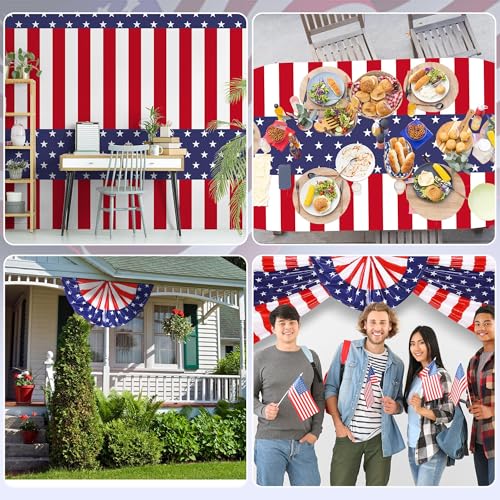 Kochorie 100 Ft x 54 Inch 4th of July Tablecloth Roll in Slide Cutter Box Disposable Plastic Table Cloths Cut to Size Independence Day Backdrop for Memorial Day Veterans Day Party Supplies - size: 100 Ft x 54 Inch, style: Independence Day