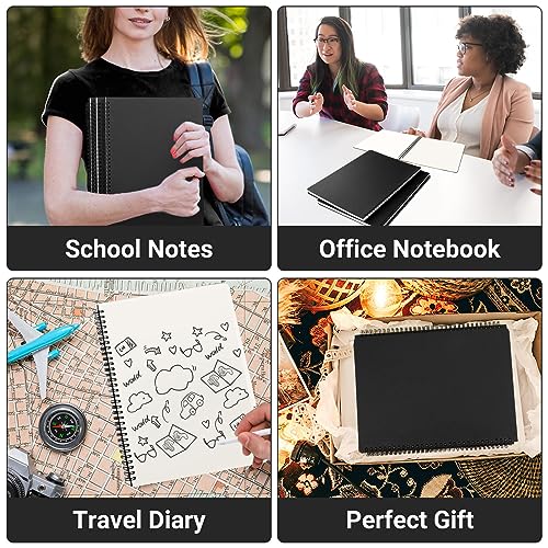 EUSOAR Blank Spiral Notebook, A4 3 Packs 8.5"x 11" Hardcover Blank Kraft Sketch Notebook Bulk,College Wirebound Memo Notepads Diary Planner Notebook Journal with Unlined Paper 120pages/60sheets - color: Black, size: A4-3 Packs