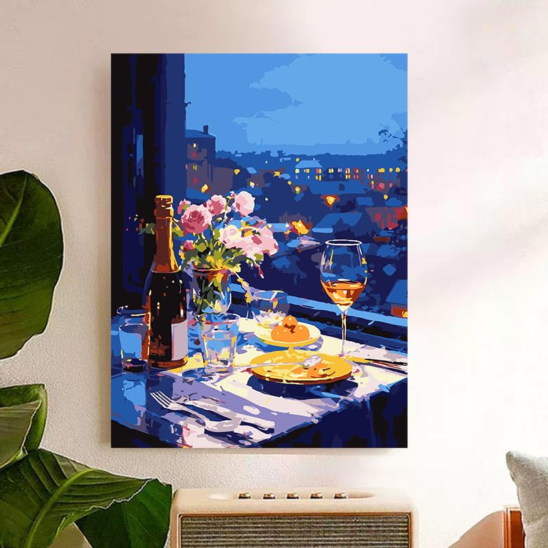 ZRIZQ Landscape Paint by Numbers Kit for Adults Beginner,City Scape,16x20 - color: 16"X20"Rolled Canvas-Flowers 3