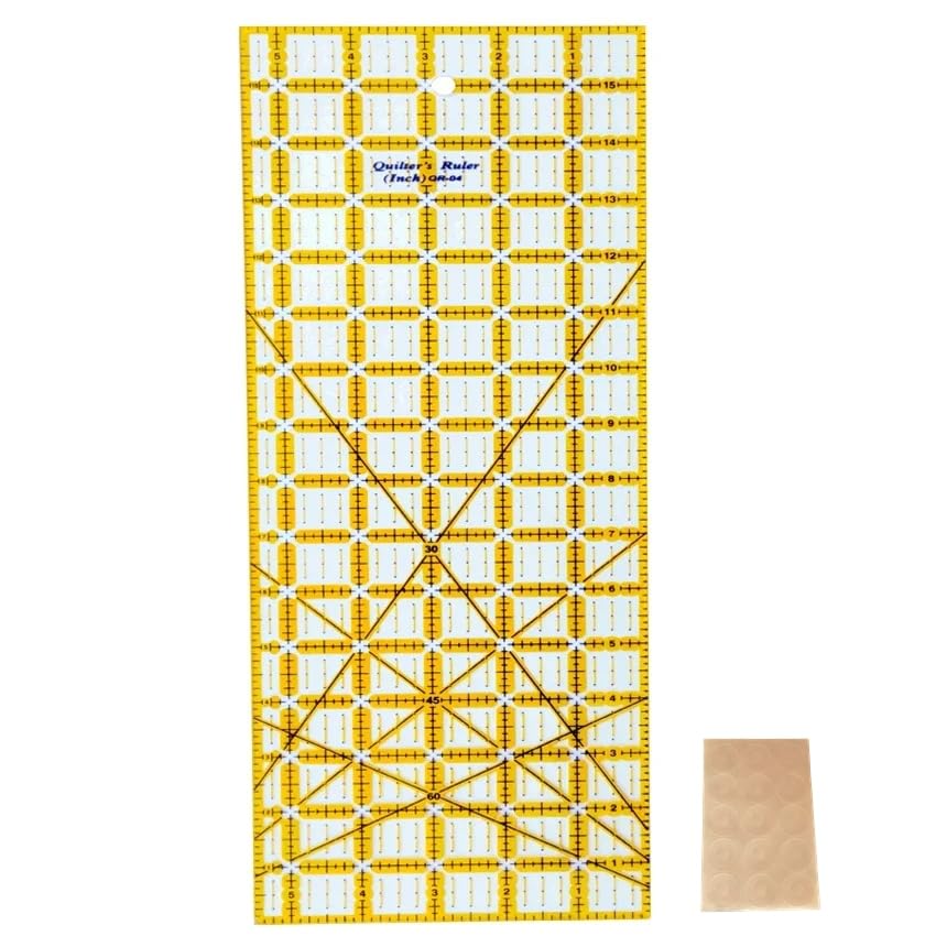 HONEYSEW Quilting Templates Acrylic Sewing Ruler with Non-Slip Rings for Quilting and Sewing Fabric Cutting Angles Rectangle Ruler (5.5"x16") - color: 5.5"x16"