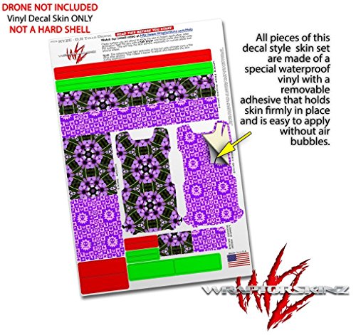 Skin Decal Wrap 2 Pack Compatible with DJI Ryze Tello Floral Pattern Purple Drone NOT Included
