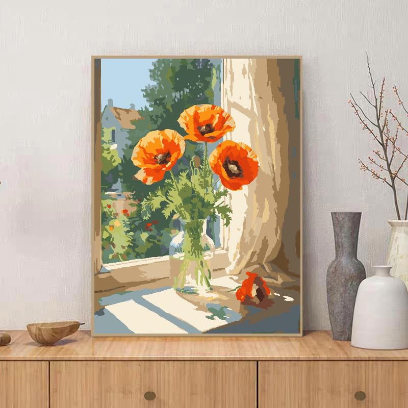ZRIZQ Paint by Numbers Kit for Adults Beginner,Flowers,16x20 - color: 16"X20"Rolled Canvas-Flowers 4