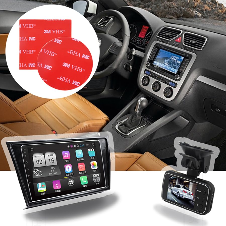 YuCool 12Pcs Dash Cam Adhesive Pads Double Sided Tape Heavy Duty Mount Tape