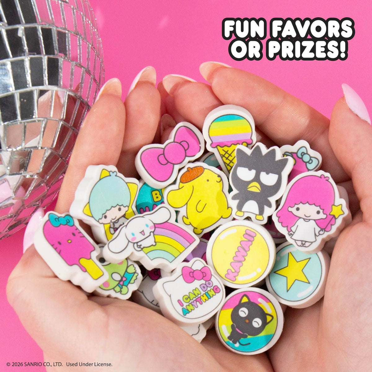 Hello Kitty® and Friends 25 Mini Erasers, Includes Cute Sanrio Erasers with My Melody, Cinnamoroll, Keroppi, Chococat, Pompompurin & More, Kawaii Sanrio Merch, Office & School Supplies - style: Hello Kitty