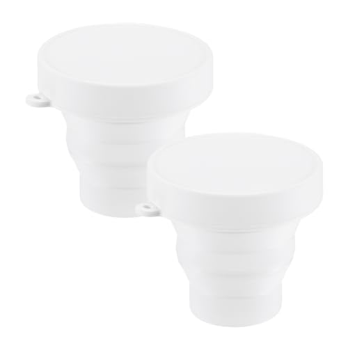 M METERXITY 2 Pack Collapsible Travel Cup, 5.7oz(170ml) Silicone Portable Foldable Water Cup Bottle for Travel/Camping/Hiking, Reusable [White] - color: White