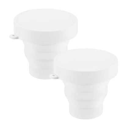 M METERXITY 2 Pack Collapsible Travel Cup, 5.7oz(170ml) Silicone Portable Foldable Water Cup Bottle for Travel/Camping/Hiking, Reusable [White] - color: White