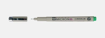 SAKURA PIGMA MICRON 05 FINELINER PEN, 0.45MM LINE WIDTH, PACK OF 2 (Fresh Green) - color: Fresh Green