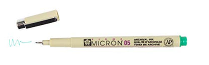 SAKURA PIGMA MICRON 05 FINELINER PEN, 0.45MM LINE WIDTH, PACK OF 2 (Green) - color: Green