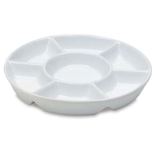 Jack Richeson 420708 Porcelain Palette 7 Well Round with Plastic Cover