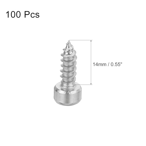 uxcell M4 Hex Socket Head Cap Self-Tapping Screw, 100Pcs M4x14mm 304 Stainless Steel, Hexagon Socket Head Tapping Screws, Hex Drive, Self Tapping Point - Silver - size: M4x14mm