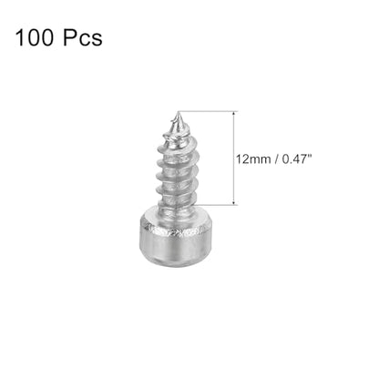 uxcell M4 Hex Socket Head Cap Self-Tapping Screw, 100Pcs M4x12mm 304 Stainless Steel, Hexagon Socket Head Tapping Screws, Hex Drive, Self Tapping Point - Silver - size: M4x12mm