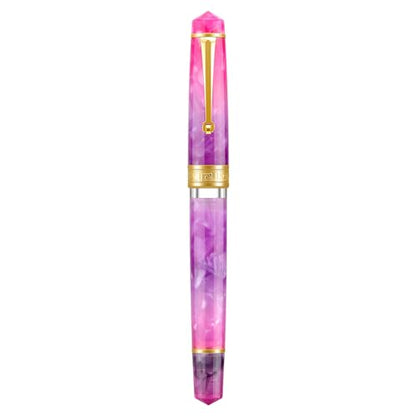 Asvine P20 Piston Fountain Pen, Stub Nib 1.1mm Calligraphy Art Drawing Gradual Purple Acrylic with Case Set - color: Gradual Purple, style: Stub Point