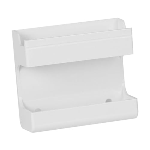 Wall Mounted No Punching Required Universal Adhesive Remote Control Holder Storage Box Rack Shelf Mobile Phone Plug Case(White) - color: White