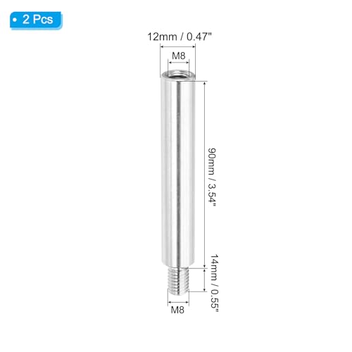 PATIKIL 2 Pcs M8x90+12mm Stainless Steel Standoff Extension Posts Screws - size: M8x90+12mm