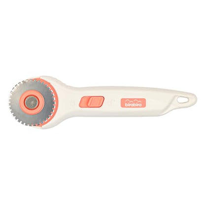 BiraBira Rotary Cutter, 45mm Dotted Line Cut, Steel Stick Fabric Cutter - size: Dotted Line Cut