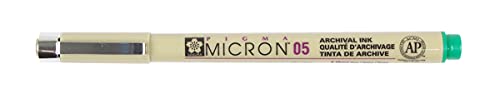 SAKURA PIGMA MICRON 05 FINELINER PEN, 0.45MM LINE WIDTH, PACK OF 2 (Green) - color: Green
