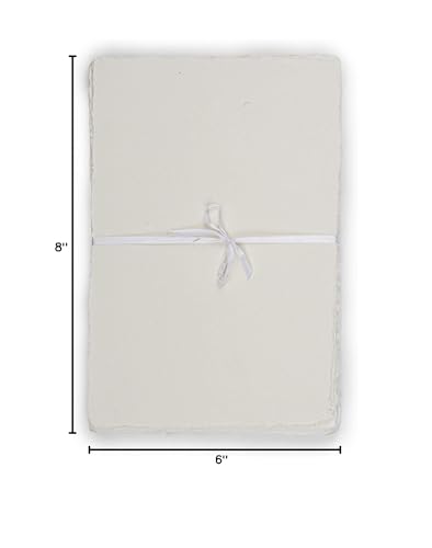 LEATHER VILLAGE Offwhite Deckled Edge Handmade Watercolor Paper 6x8 - color: White, size: 8"X6"