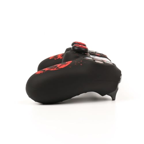RALAN Skull HeadDesign Controller Skin Cover with 2 Thumb Grips Compatible with PS4/Playstation 4 Slim/Pro Controller - color: Skull Black Red