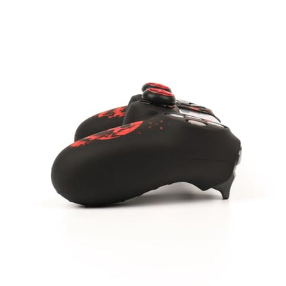 RALAN Skull HeadDesign Controller Skin Cover with 2 Thumb Grips Compatible with PS4/Playstation 4 Slim/Pro Controller - color: Skull Black Red