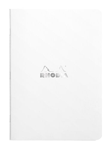 Rhodia Slim Staplebound Notebook - Graph 48 sheets - 6 x 8 1/4 - White Cover (119181C) - color: White, size: A5