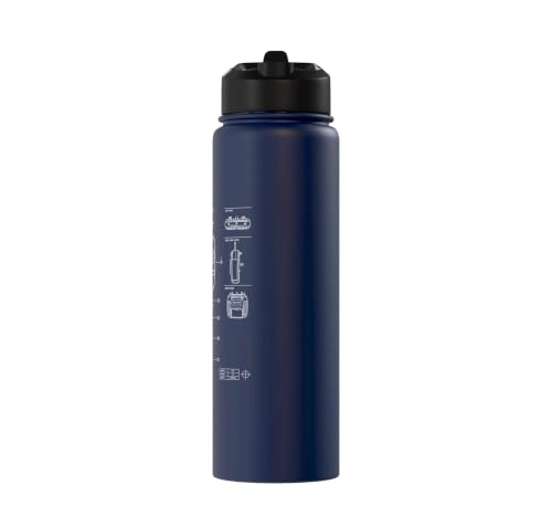 RC Transmitter Blueprint FPV Drone RC Car Radio Controller Stainless Steel Insulated Water Bottle - color: Navy Blue