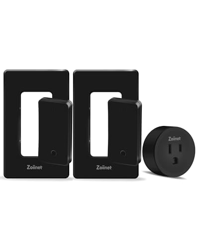 Zoiinet Black Remote Control Outlet, with 2 Switches, 80-275V/15A/1500W - style: 2 Switches 1 Outlets