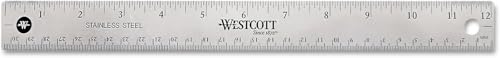 Westcott 10415 Stainless Metal Ruler with Non-Slip Cork Base, 12-Inch - color: Silver – 1 Pack