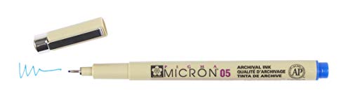 SAKURA PIGMA MICRON 05 FINELINER PEN, 0.45MM LINE WIDTH, PACK OF 2 (Blue) - color: Blue