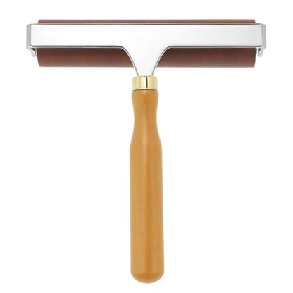 QWORK 6-Inch Soft Rubber Roller Brayer for Anti Skid Tape & Printmaking Tool, Professional Frame Roller, Brown