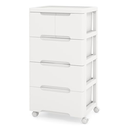 LOKO 5-Drawer Plastic Rolling Storage Cart (16"x13"x31") - size: 16”x13”x31” (5 Drawers)