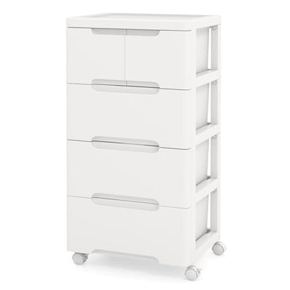 LOKO 5-Drawer Plastic Rolling Storage Cart (16"x13"x31") - size: 16”x13”x31” (5 Drawers)
