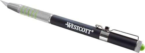 Westcott 16963 Pen-Style Retractable CarboTitanium Bonded Hobby Knife, Silver