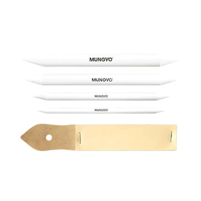 MUNGYO Blending Stumps and Sandpaper Set – 4 Sizes for Blending & Shading Pastels, Charcoal, and More – Includes Sandpaper Sharpener