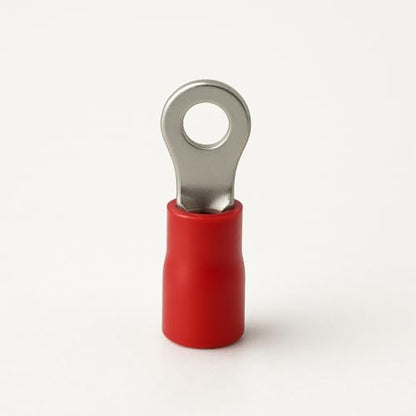 ANGSTROM #6 Bolt Ring Terminals, Insulated Electrical Crimp Connectors 100pcs (22-16ga Red) - color: 22-16ga Red, size: #6 Stud