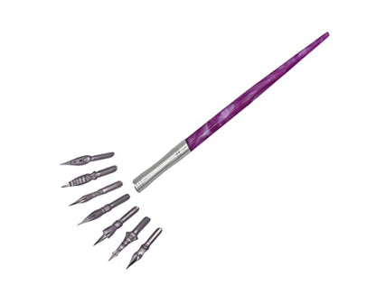 Gullor Resin Dip Pen Handcrafted Calligraphy Set with 33 Nibs for Art, Signatures, Drawing, Caligraphy Kits for Beginners, Fuchsia - color: Fuchsia